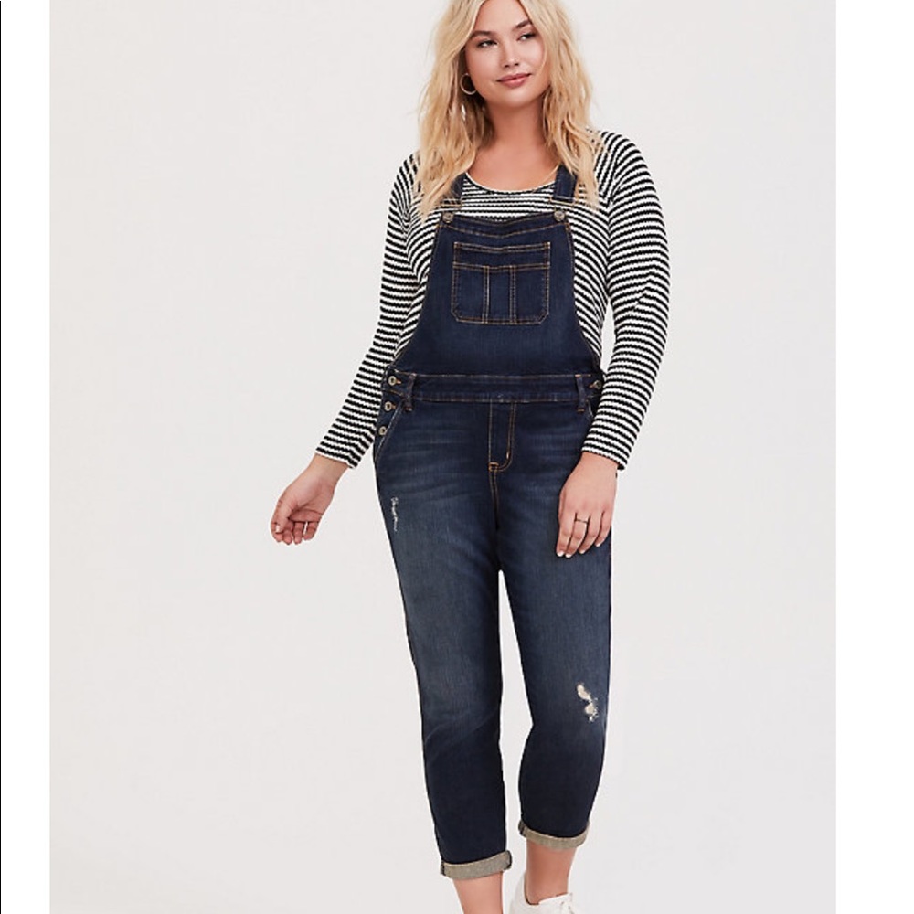 TORRID CROP OVERALL - VINTAGE STRETCH DARK WASH